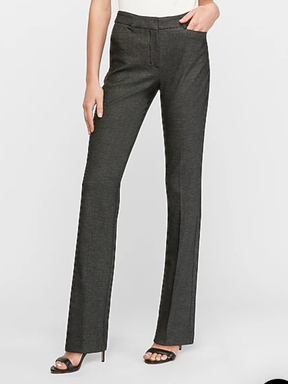 EXPRESSS Tailored Straight-Leg Dress Pants - Charcoal